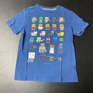 Old Navy Blue Mine Craft Graphic Print T Shirt‎ Kids Casual Wear Comfort Size M